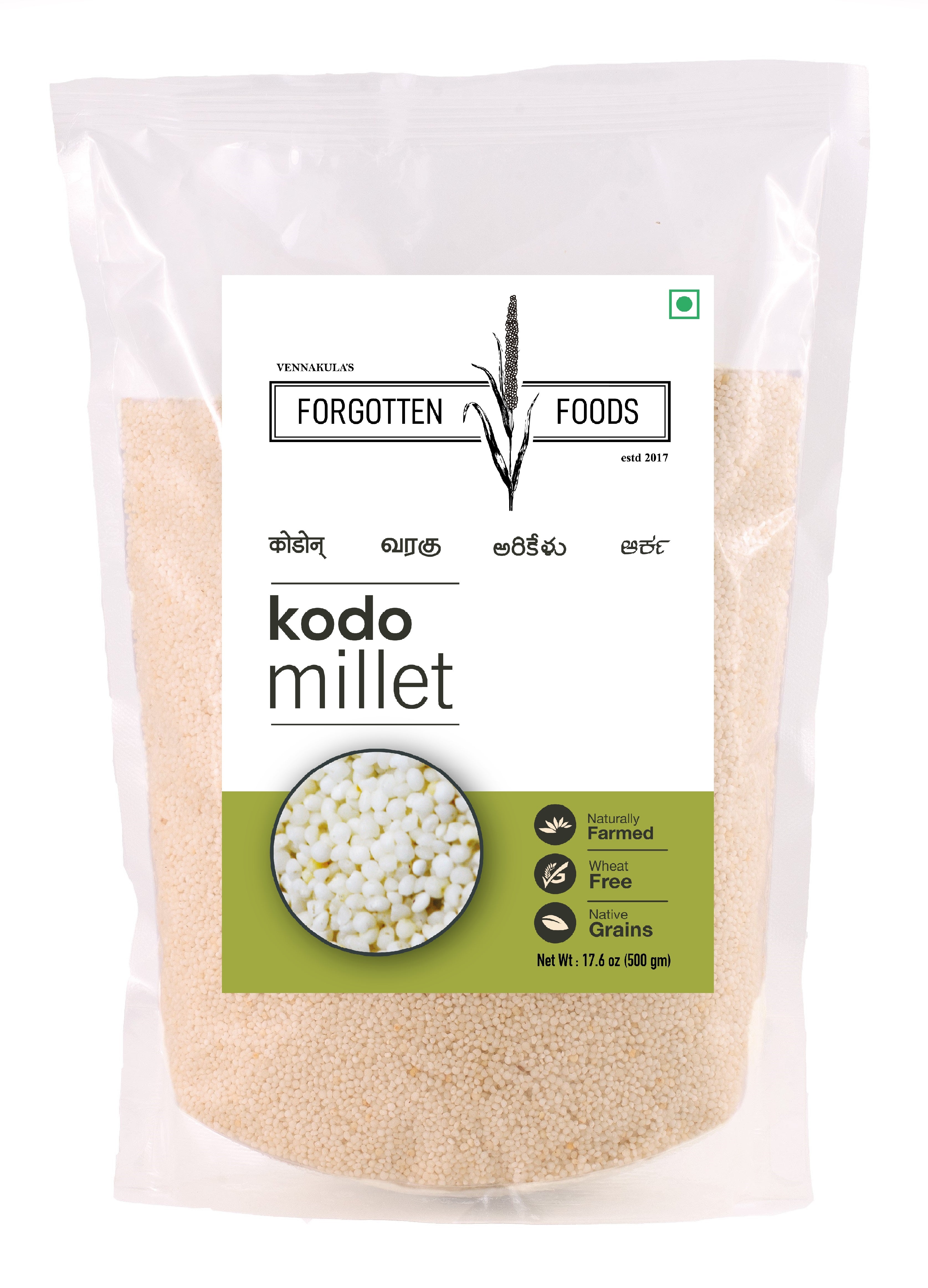 Combo of Millets - Kodo, Foxtail & Little Millet Siridhanya Whole Grains - 900g each