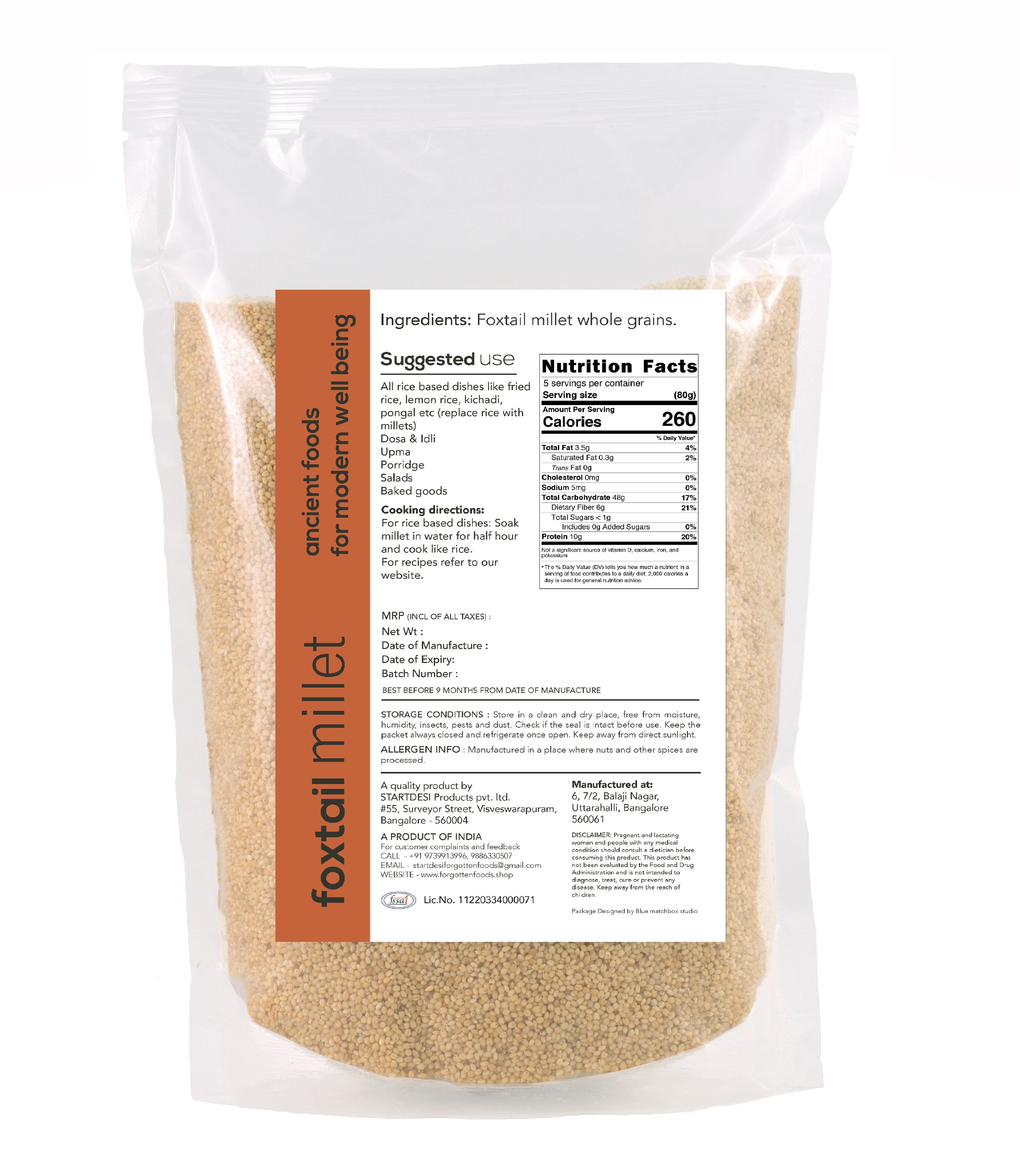 Forgotten Foxtail Millet Whole Grain - 900g