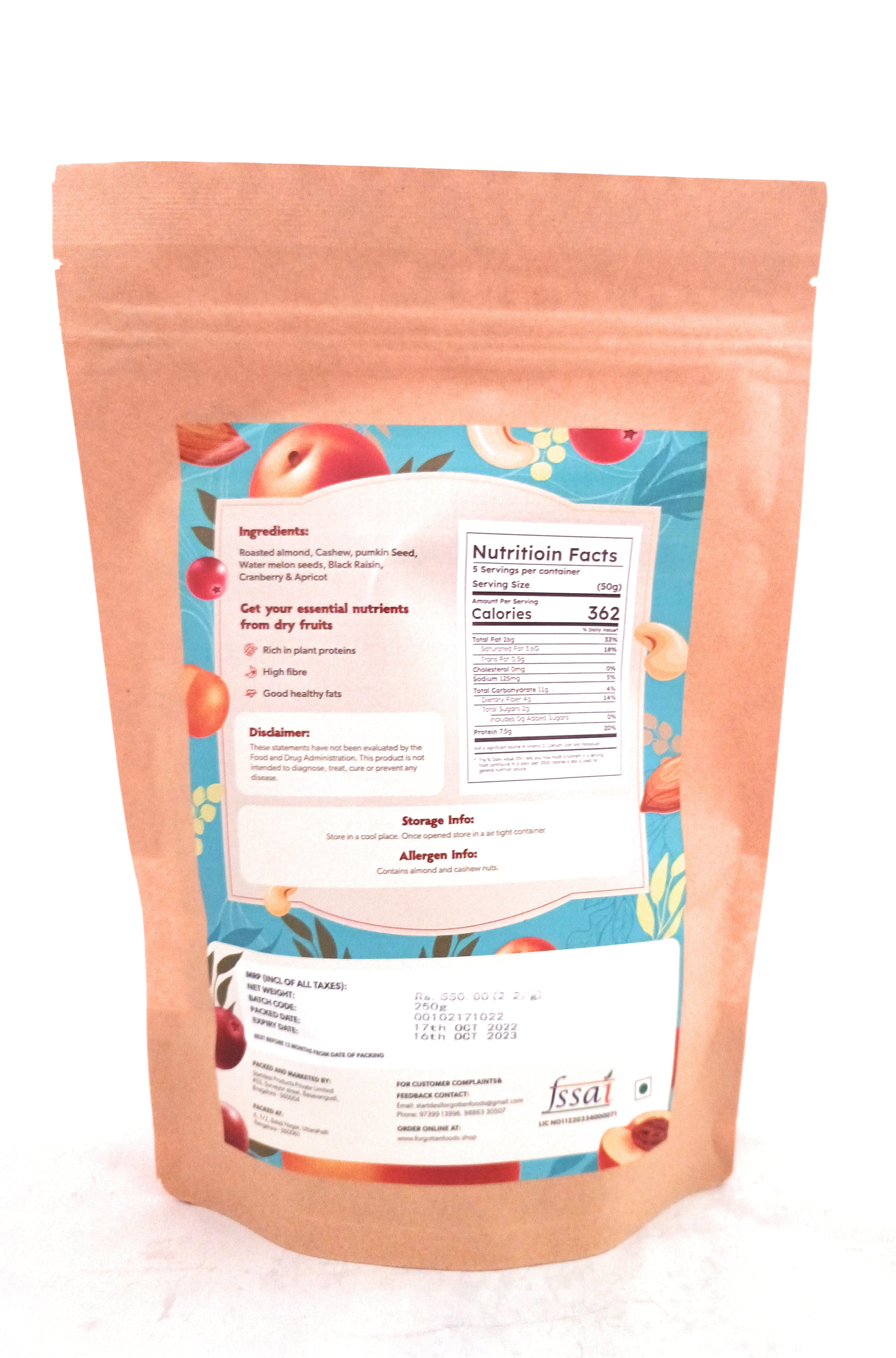 plesantre Apricot & Cranberry Trail Mix with Roasted Nuts and Seeds