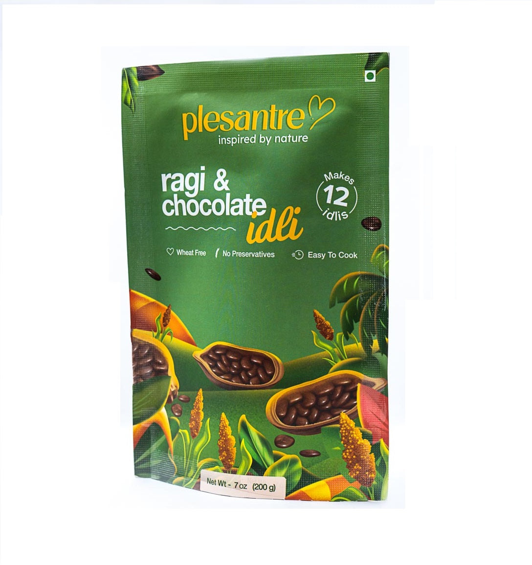 plesantre "Ragi & Chocolate Idli" Instant Idly Batter - Yummy, Healthy & Nutritious Breakfast Premix for You & Your Kids - Wheat Free, Finger Millet Grains, Cocoa, Jaggery - Pack of 2, Makes 24 Idlies