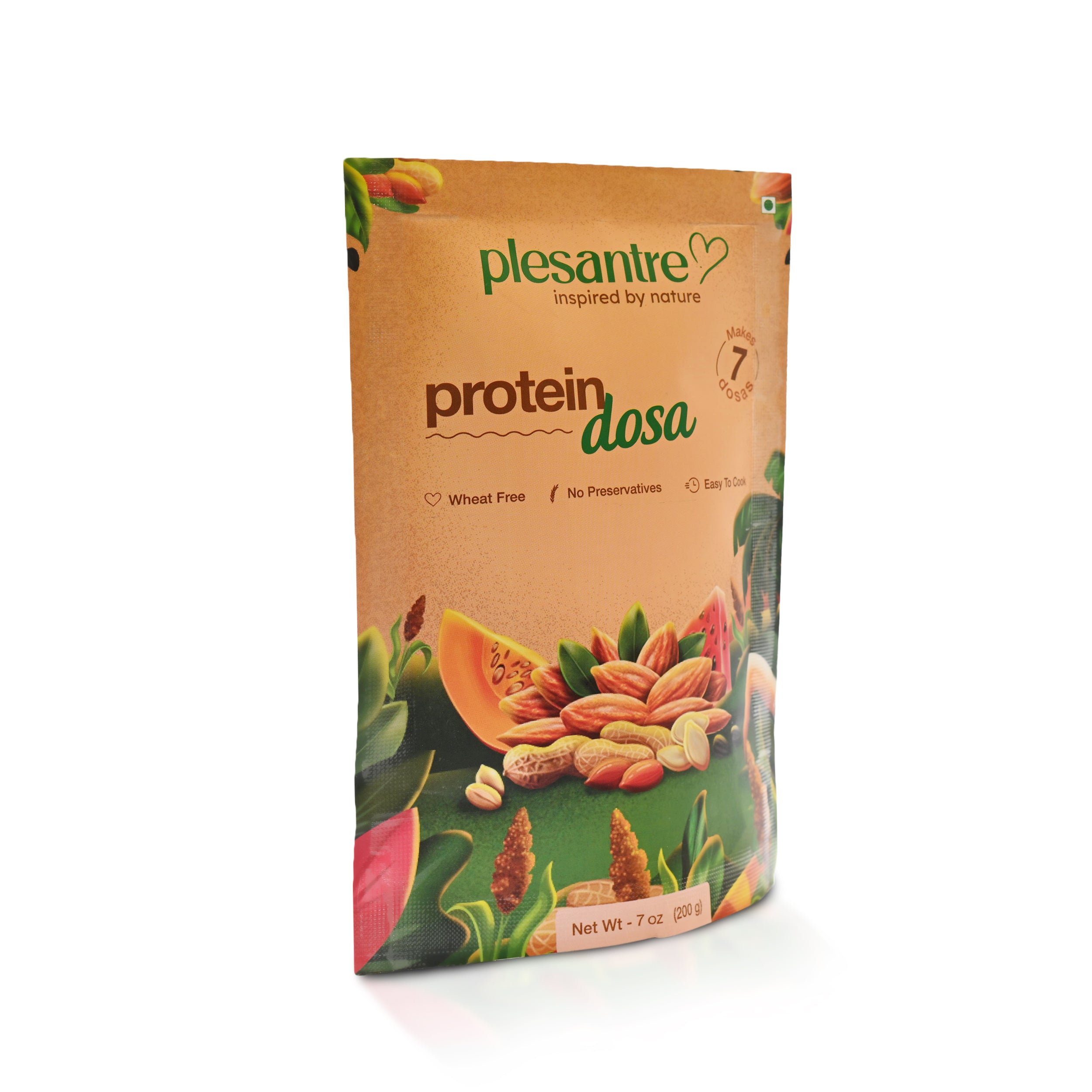 plesantre "Protein Dosa" Instant Delicious Dosa Batter Mix - Healthy Nutritious Breakfast Premix - Plant Proteins, High Fibre, Low GI, Low Carb & Diabetic Friendly - 200g x Pack of 2, Makes 15 Dosas